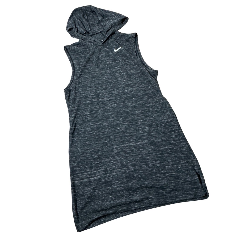 Nike Swim Hooded Sleeveless Cover Up Dress Womens Small Grey Heather Space Dye